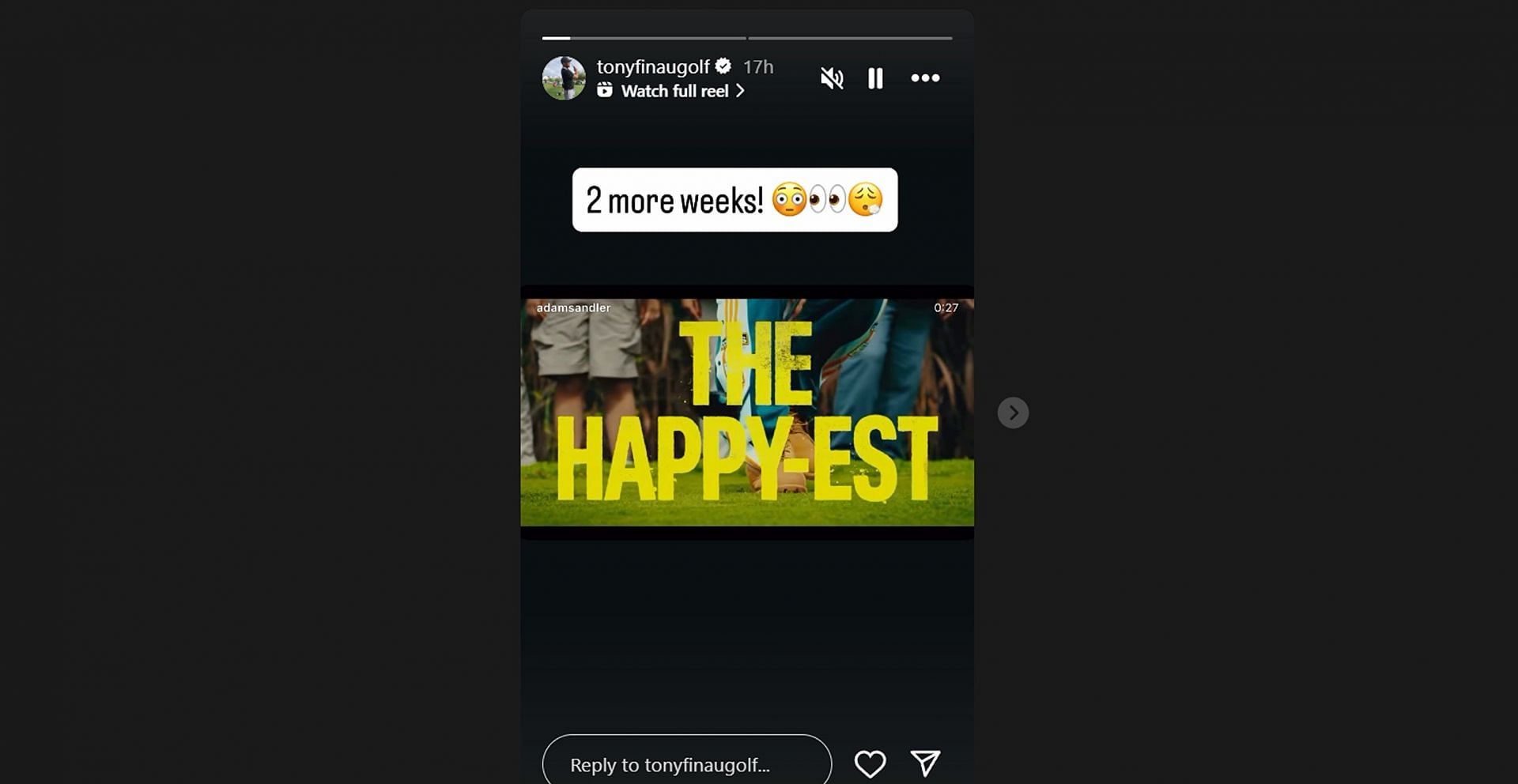 Tony Finau shares excitement for the launch of Happy Gilmore in 2 weeks/@tonyfinaugolf